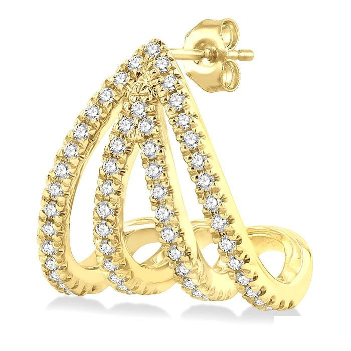 1/3 Ctw Petite Claw Round Cut Diamond Fashion Stud Earrings in 10K Yellow Gold