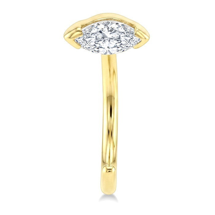 1/10 Ctw Marquise Cut Diamond Petite Open Huggie Earrings in 10K Yellow Gold