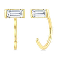 1/8 Ctw Octagon Cut Diamond Petite Open Huggie Earrings in 10K Yellow Gold