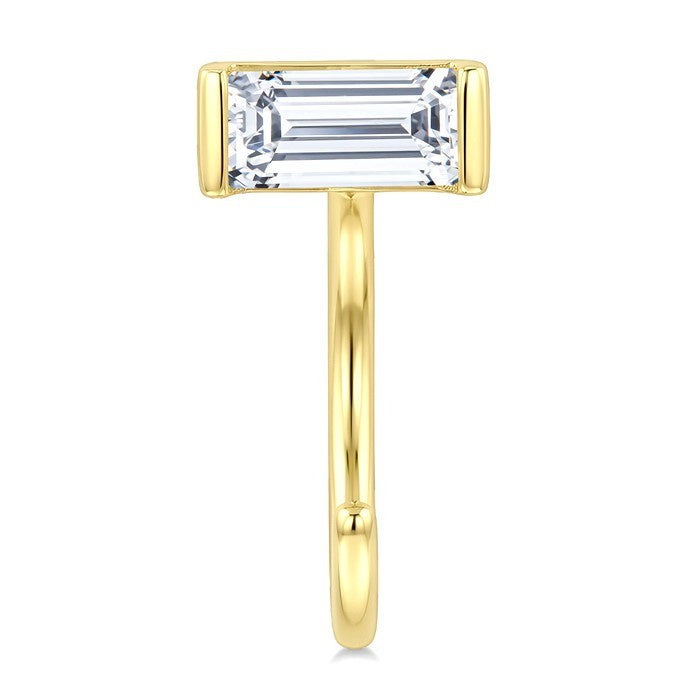 1/8 Ctw Octagon Cut Diamond Petite Open Huggie Earrings in 10K Yellow Gold