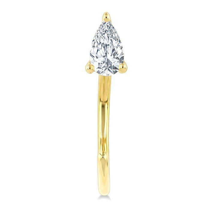 1/10 Ctw Pear Cut Diamond Petite Open Huggie Earrings in 10K Yellow Gold