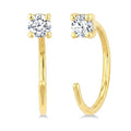 1/8 Ctw Round Cut Diamond Petite Open Huggie Earrings in 10K Yellow Gold