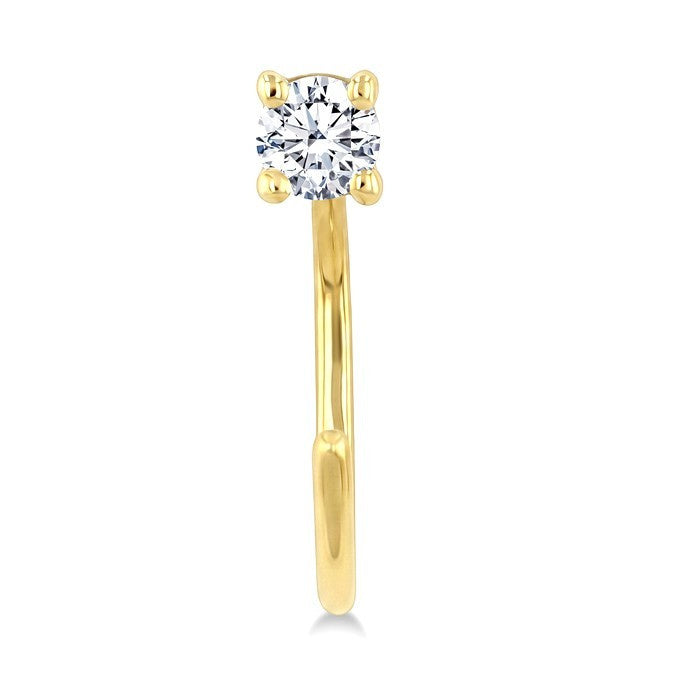 1/8 Ctw Round Cut Diamond Petite Open Huggie Earrings in 10K Yellow Gold