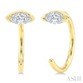 1/10 Ctw Marquise Cut Diamond Petite Open Huggie Earrings in 10K Yellow Gold