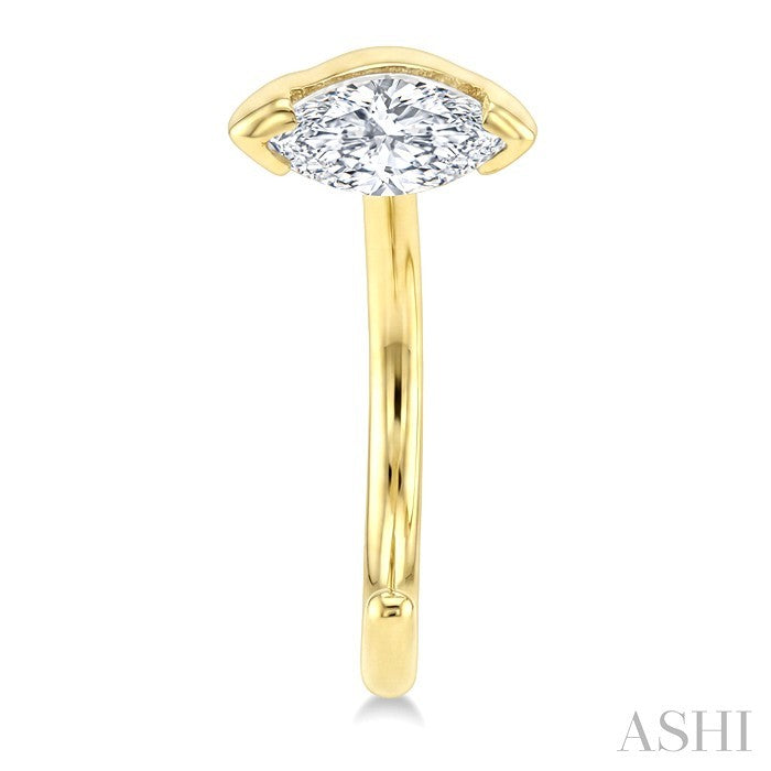 1/10 Ctw Marquise Cut Diamond Petite Open Huggie Earrings in 10K Yellow Gold
