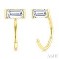 1/8 Ctw Octagon Cut Diamond Petite Open Huggie Earrings in 10K Yellow Gold