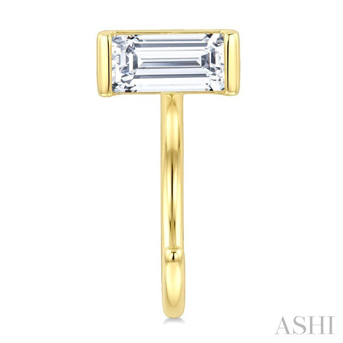 1/8 Ctw Octagon Cut Diamond Petite Open Huggie Earrings in 10K Yellow Gold