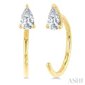 1/10 Ctw Pear Cut Diamond Petite Open Huggie Earrings in 10K Yellow Gold