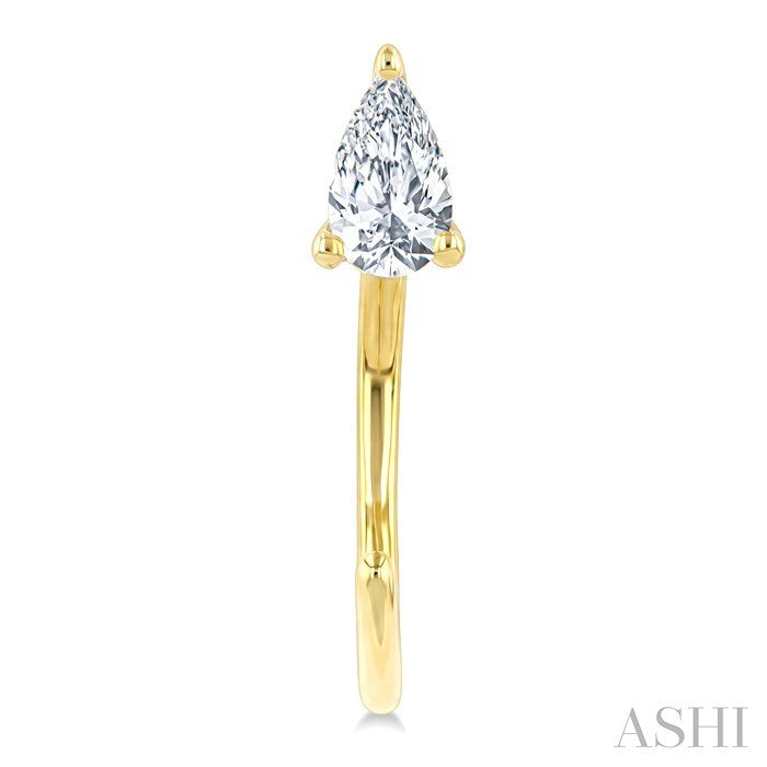 1/10 Ctw Pear Cut Diamond Petite Open Huggie Earrings in 10K Yellow Gold