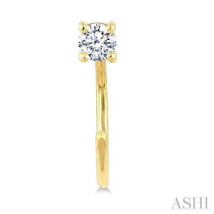 1/8 Ctw Round Cut Diamond Petite Open Huggie Earrings in 10K Yellow Gold
