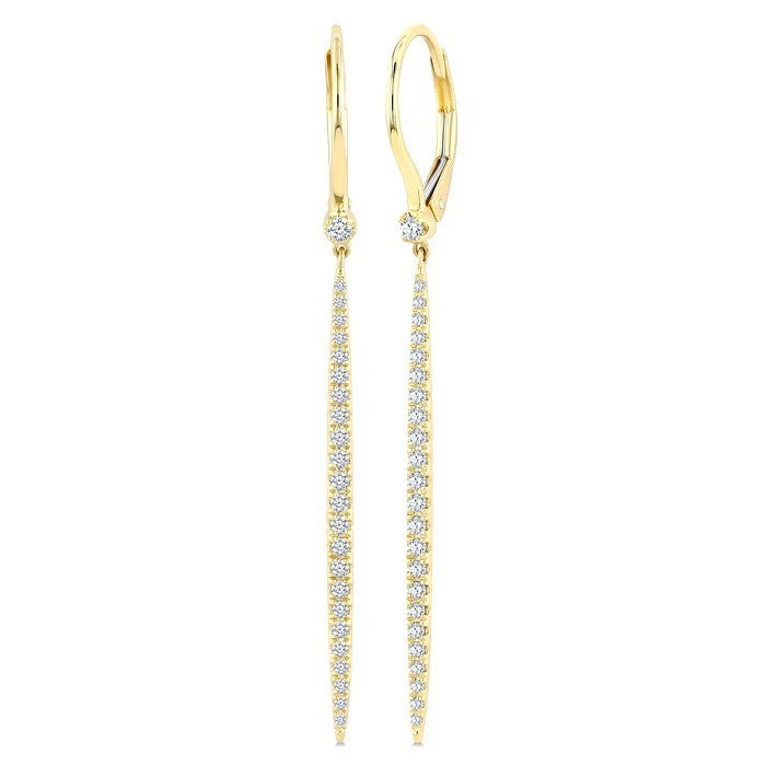 1/3 Ctw Round Cut Diamond Fashion Long Earrings in 14K Yellow Gold