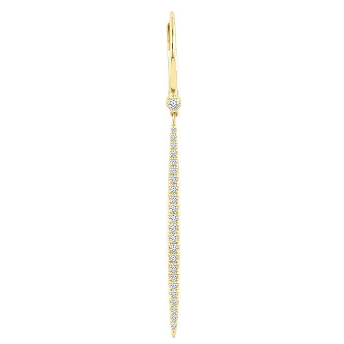 1/3 Ctw Round Cut Diamond Fashion Long Earrings in 14K Yellow Gold