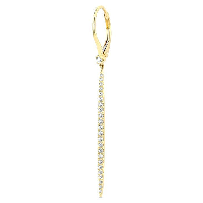 1/3 Ctw Round Cut Diamond Fashion Long Earrings in 14K Yellow Gold