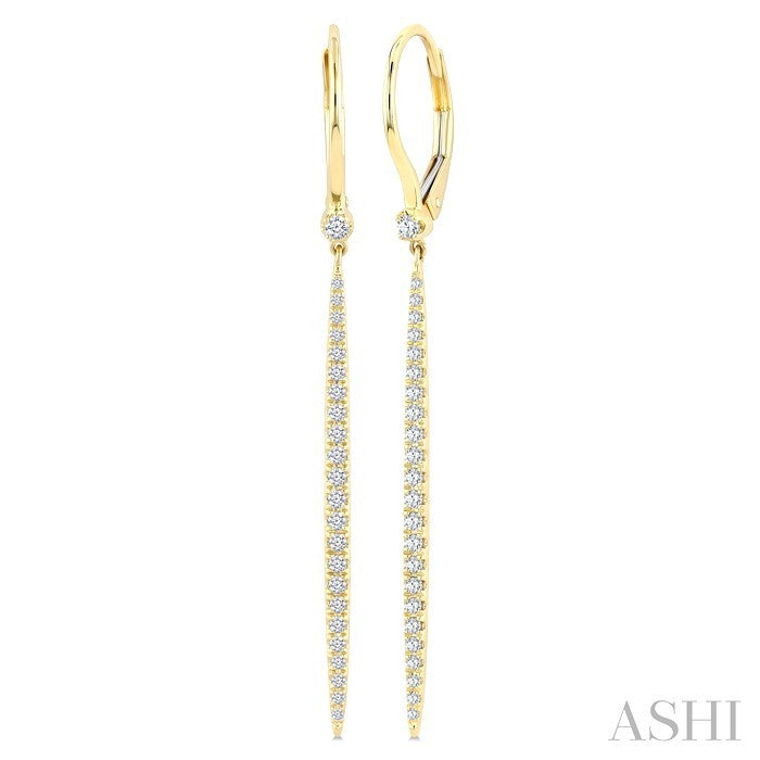 1/3 Ctw Round Cut Diamond Fashion Long Earrings in 14K Yellow Gold