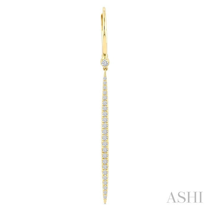 1/3 Ctw Round Cut Diamond Fashion Long Earrings in 14K Yellow Gold
