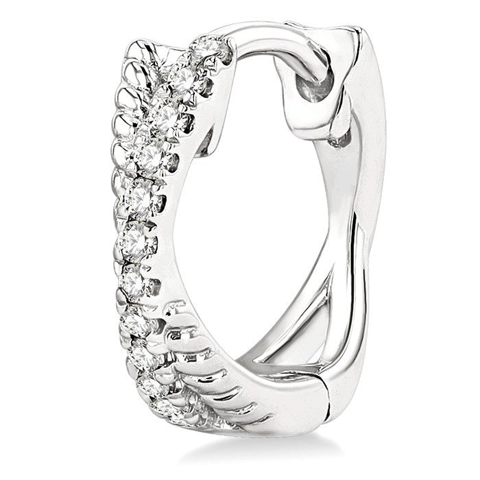 1/6 Ctw Petite Criss Cross Rope and Round Cut Diamond Fashion Huggies in 14K White Gold