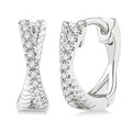 1/6 Ctw Petite Criss Cross Rope and Round Cut Diamond Fashion Huggies in 10K White Gold