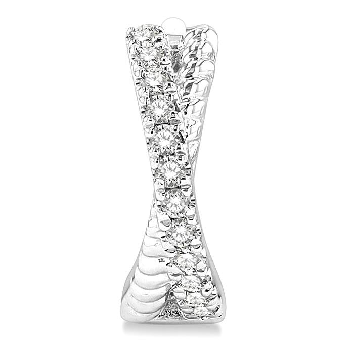 1/6 Ctw Petite Criss Cross Rope and Round Cut Diamond Fashion Huggies in 10K White Gold