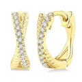 1/6 Ctw Petite Criss Cross Rope and Round Cut Diamond Fashion Huggies in 10K Yellow Gold