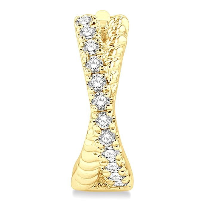 1/6 Ctw Petite Criss Cross Rope and Round Cut Diamond Fashion Huggies in 10K Yellow Gold
