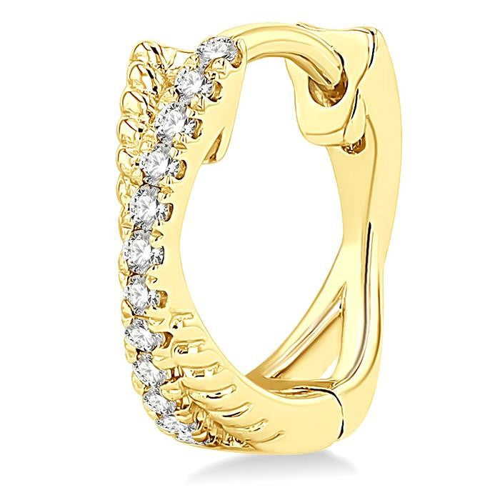 1/6 Ctw Petite Criss Cross Rope and Round Cut Diamond Fashion Huggies in 10K Yellow Gold