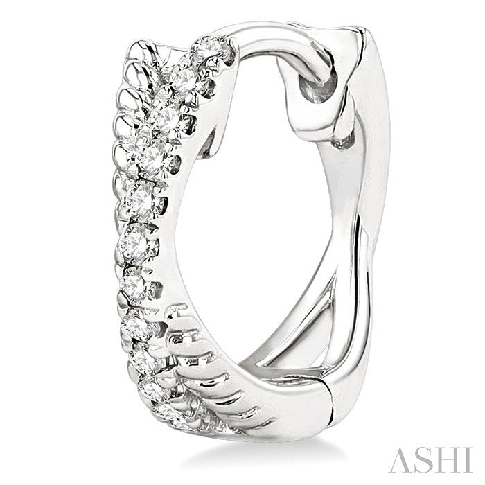 1/6 Ctw Petite Criss Cross Rope and Round Cut Diamond Fashion Huggies in 14K White Gold