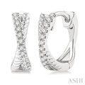 1/6 Ctw Petite Criss Cross Rope and Round Cut Diamond Fashion Huggies in 10K White Gold