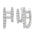 1/2 Ctw Petite Double Hoop Round Cut Diamond Fashion Huggies in 14K White Gold