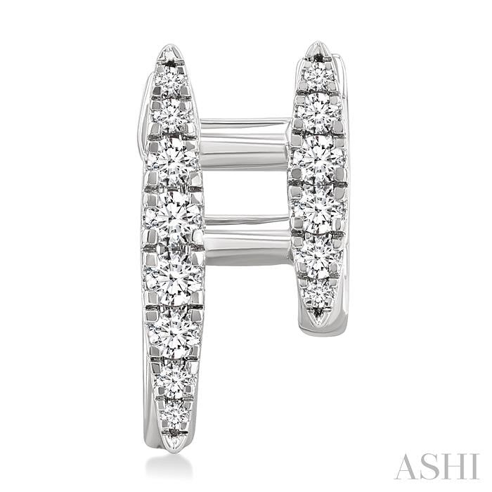 1/2 Ctw Petite Double Hoop Round Cut Diamond Fashion Huggies in 14K White Gold