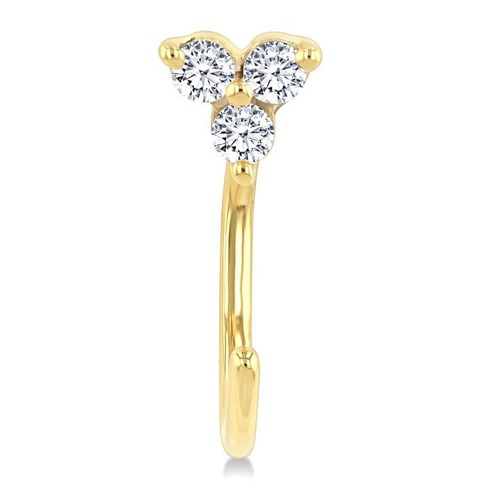 1/8 Ctw Round Cut Diamond Petite Open Huggie Earrings in 10K Yellow Gold