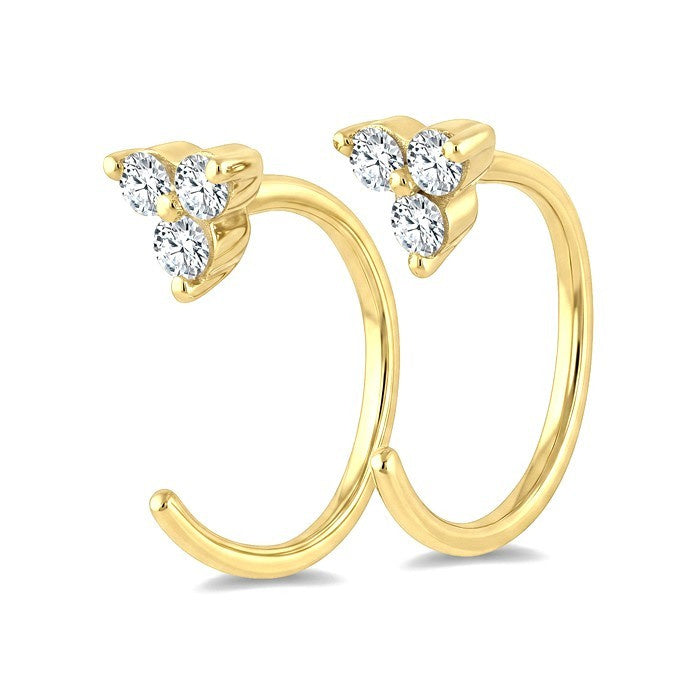1/8 Ctw Round Cut Diamond Petite Open Huggie Earrings in 10K Yellow Gold