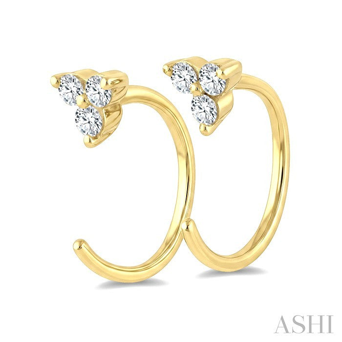 1/8 Ctw Round Cut Diamond Petite Open Huggie Earrings in 10K Yellow Gold