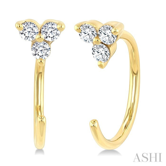 1/8 Ctw Round Cut Diamond Petite Open Huggie Earrings in 10K Yellow Gold