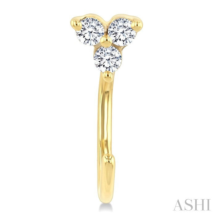 1/8 Ctw Round Cut Diamond Petite Open Huggie Earrings in 10K Yellow Gold