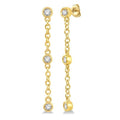 1/6 Ctw Circular Shape 3-Station Round Cut Diamond Drop Earrings in 10K Yellow Gold