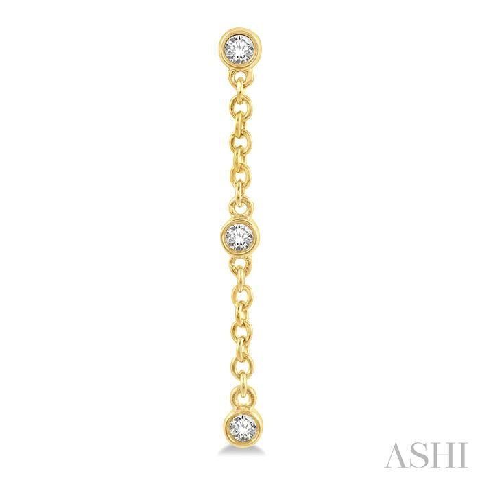 1/6 Ctw Circular Shape 3-Station Round Cut Diamond Drop Earrings in 10K Yellow Gold