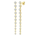 1 Ctw Graduated Round Cut Diamond Long Earrings in 14K Yellow Gold