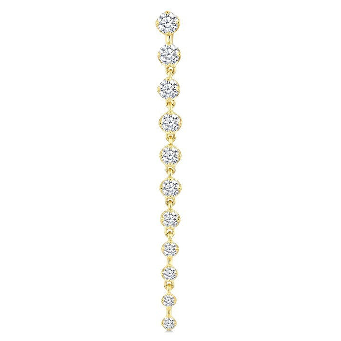 1 Ctw Graduated Round Cut Diamond Long Earrings in 14K Yellow Gold