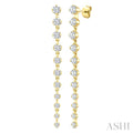 1 Ctw Graduated Round Cut Diamond Long Earrings in 14K Yellow Gold
