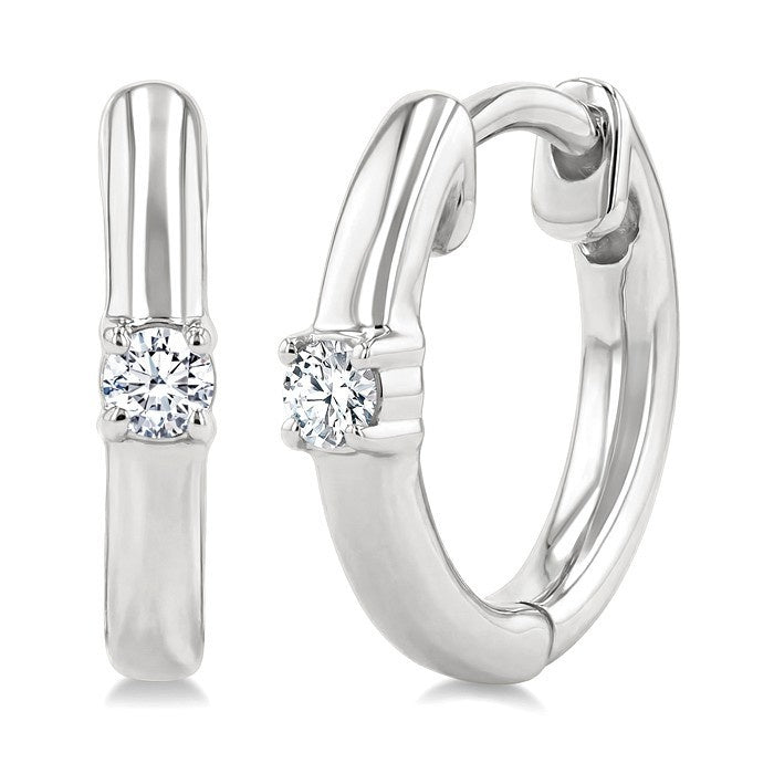 1/10 Ctw Petite Single Round Cut Diamond Fashion Huggies in 10K White Gold