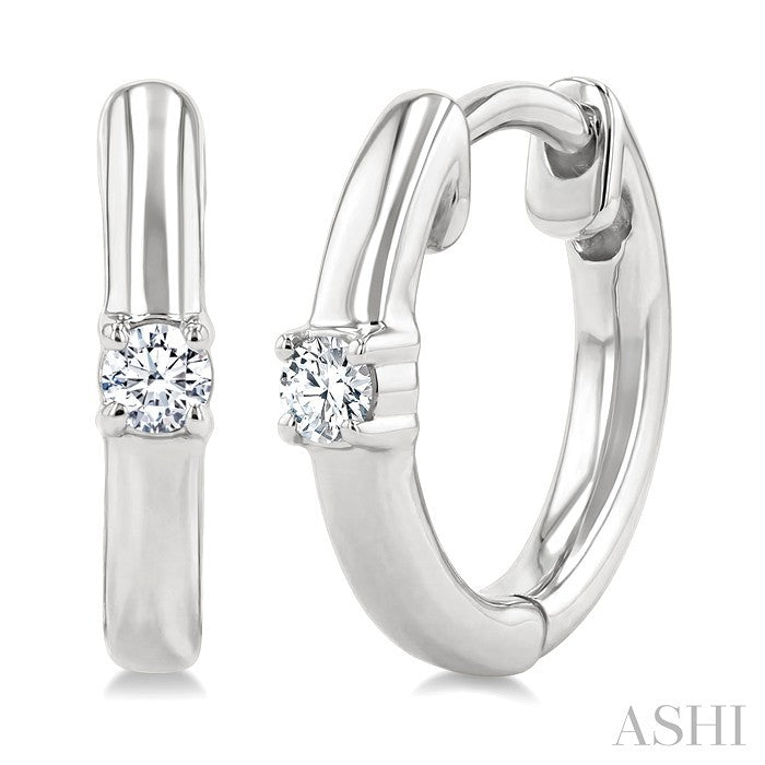 1/10 Ctw Petite Single Round Cut Diamond Fashion Huggies in 10K White Gold