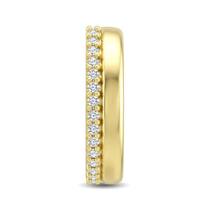 1/10 Ctw Round Cut Diamond Petite Huggie Cuff Earrings in 10K Yellow Gold