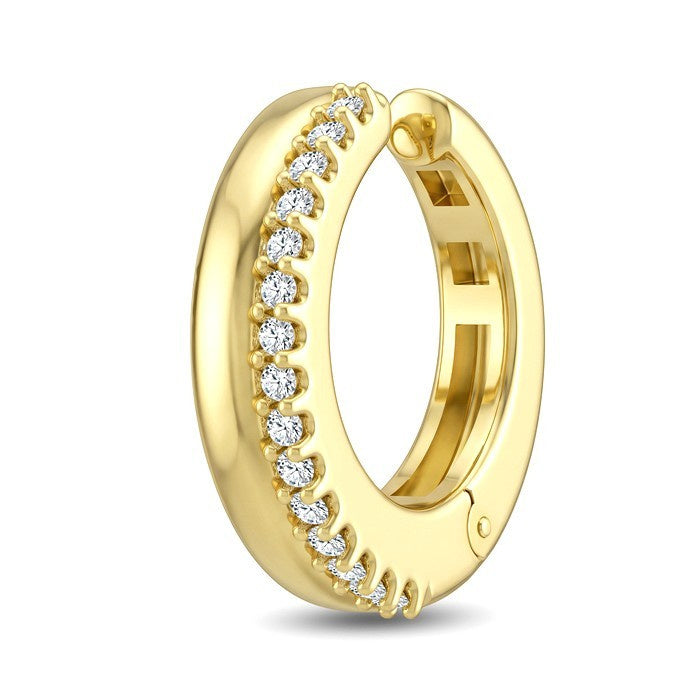 1/10 Ctw Round Cut Diamond Petite Huggie Cuff Earrings in 10K Yellow Gold