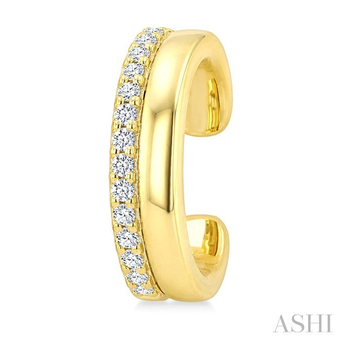 1/10 Ctw Round Cut Diamond Petite Huggie Cuff Earrings in 10K Yellow Gold