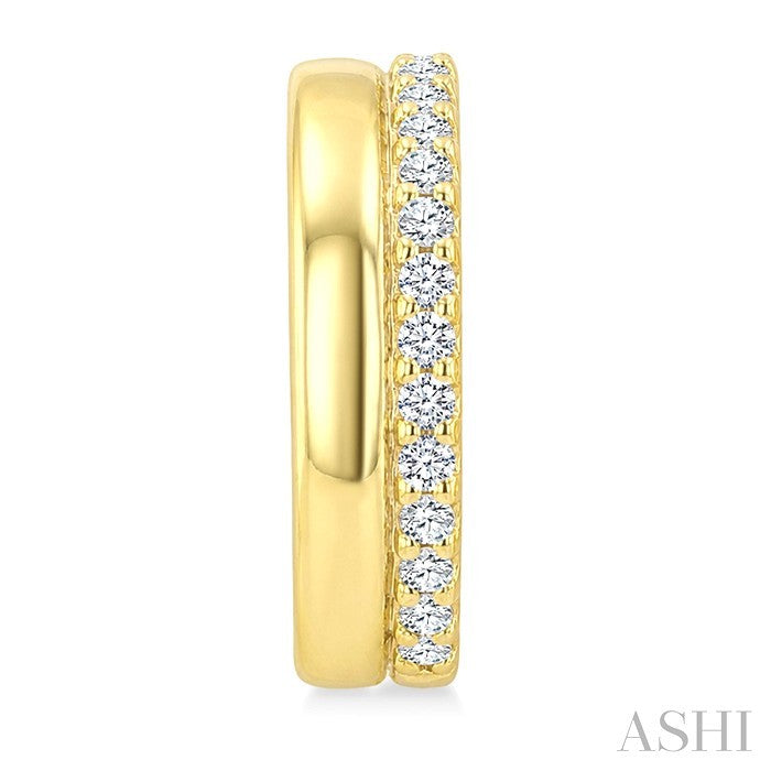 1/10 Ctw Round Cut Diamond Petite Huggie Cuff Earrings in 10K Yellow Gold