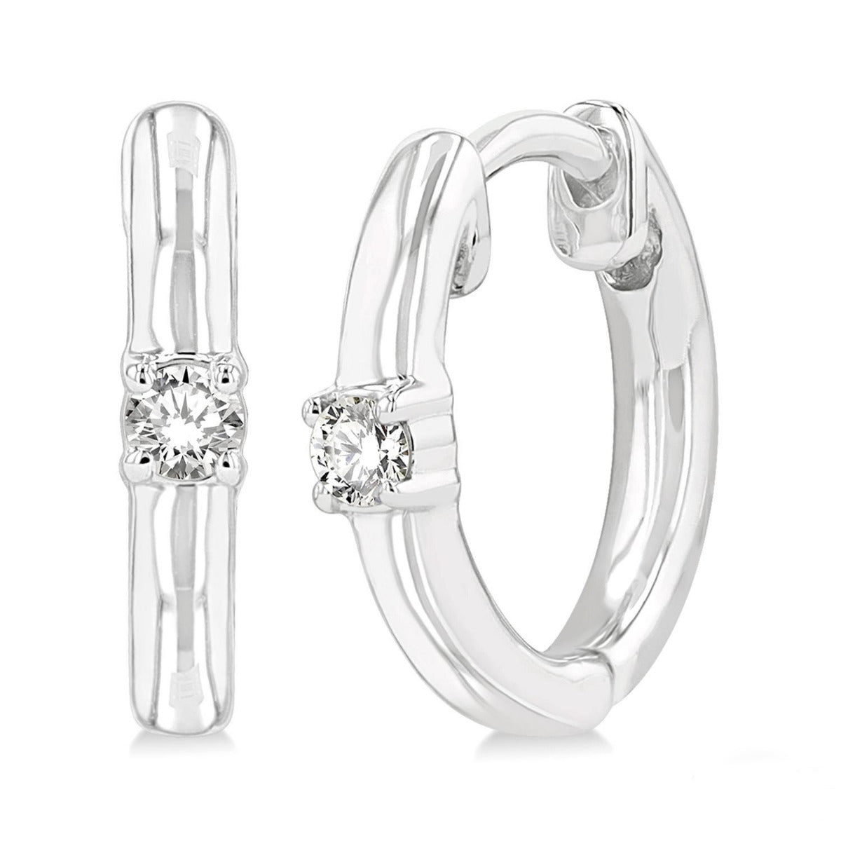 White Gold Petite Diamond Huggie Earrings