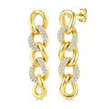 1/4 Ctw Round Cut Diamond Curb Link Earrings in 14K Yellow Gold