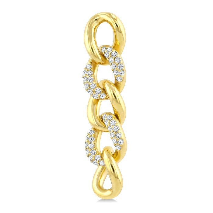 1/4 Ctw Round Cut Diamond Curb Link Earrings in 14K Yellow Gold