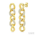 1/4 Ctw Round Cut Diamond Curb Link Earrings in 14K Yellow Gold