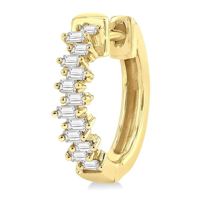 1/3 Ctw Petite Scatter Baguette Cut Diamond Fashion Huggies in 10K Yellow Gold
